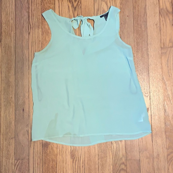 Green chiffon tank top with back bow tie - Picture 1 of 3